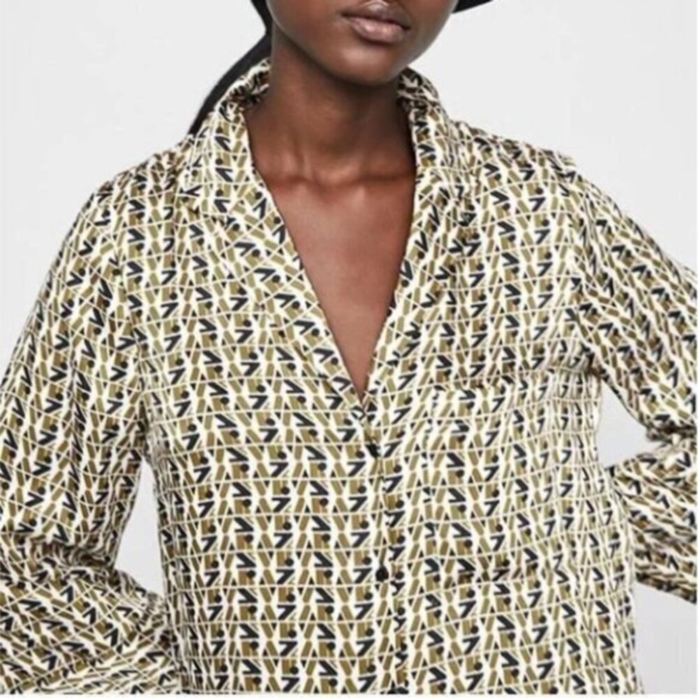 Zara Logo Print Satin Top